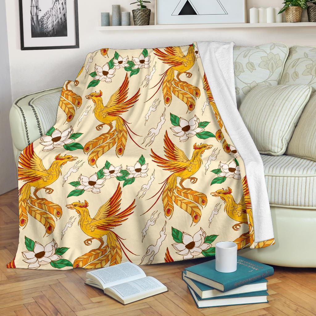 Phoenix Floral Pattern Print Blanket-grizzshop