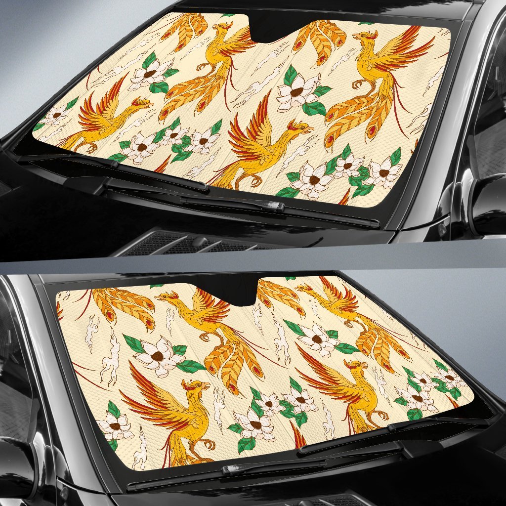 Phoenix Floral Pattern Print Car Sun Shade-grizzshop
