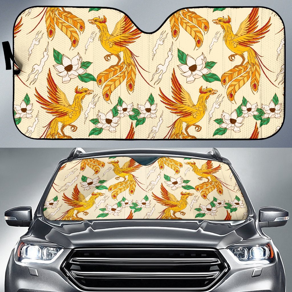 Phoenix Floral Pattern Print Car Sun Shade-grizzshop