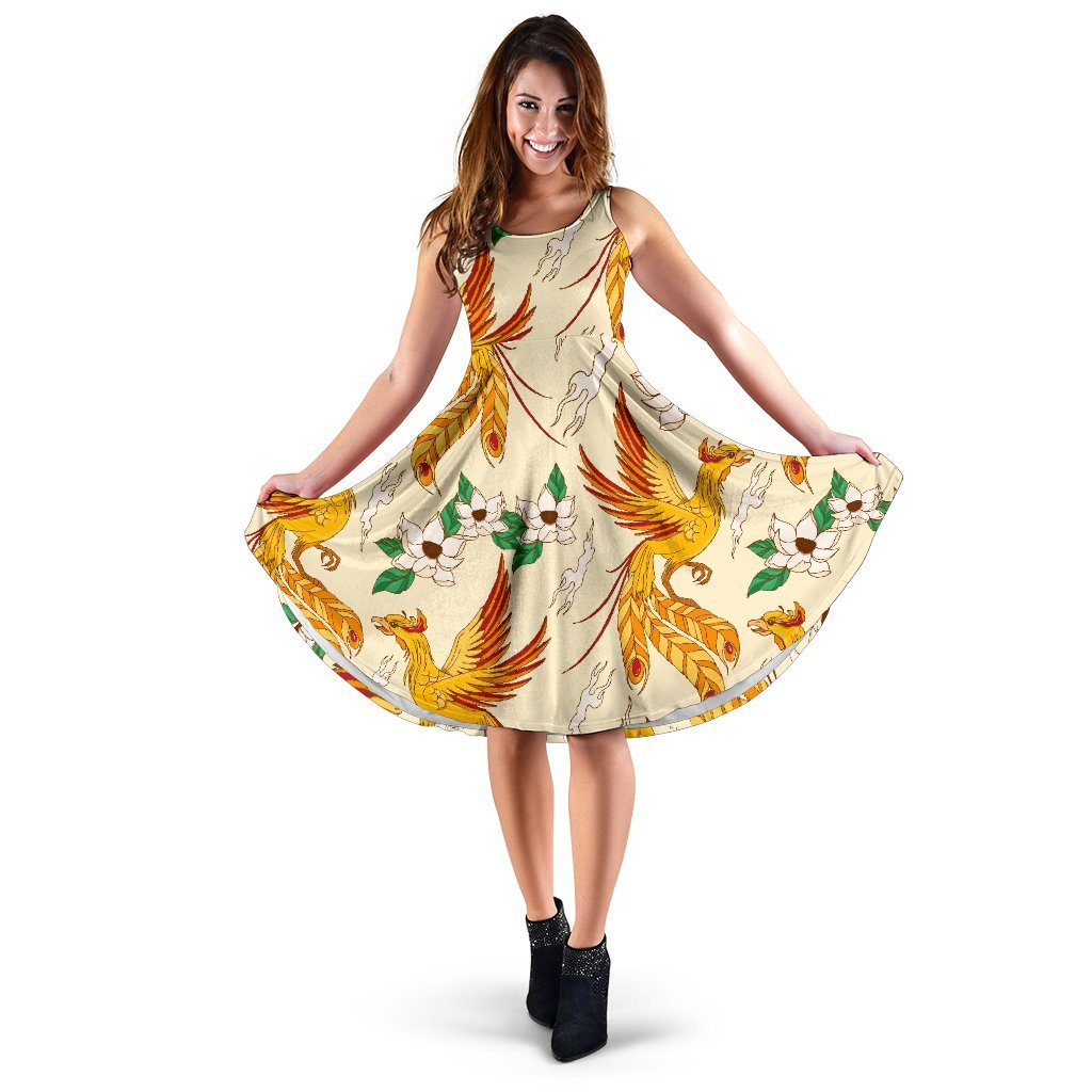 Phoenix Floral Pattern Print Dress-grizzshop