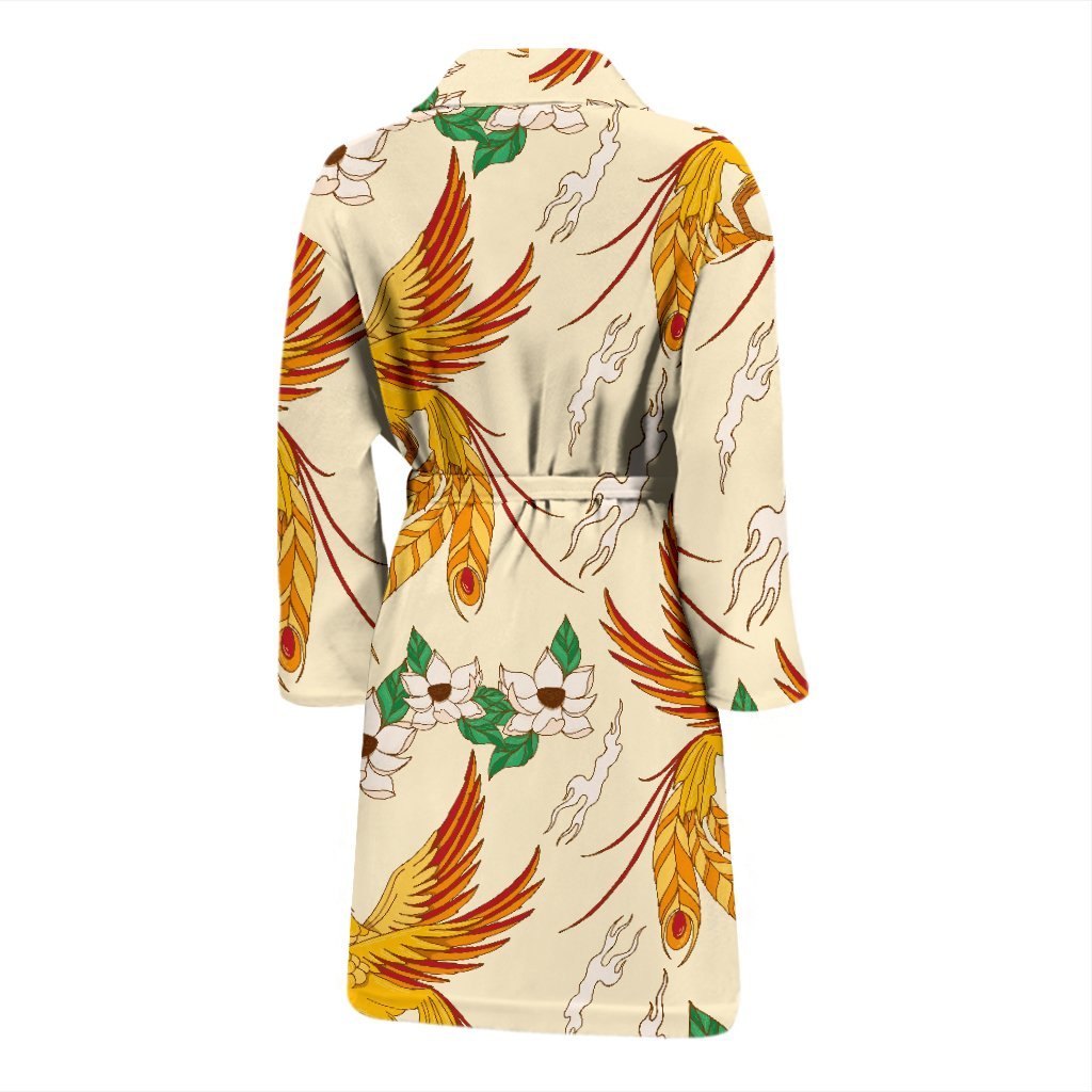 Phoenix Floral Pattern Print Men Long Robe-grizzshop