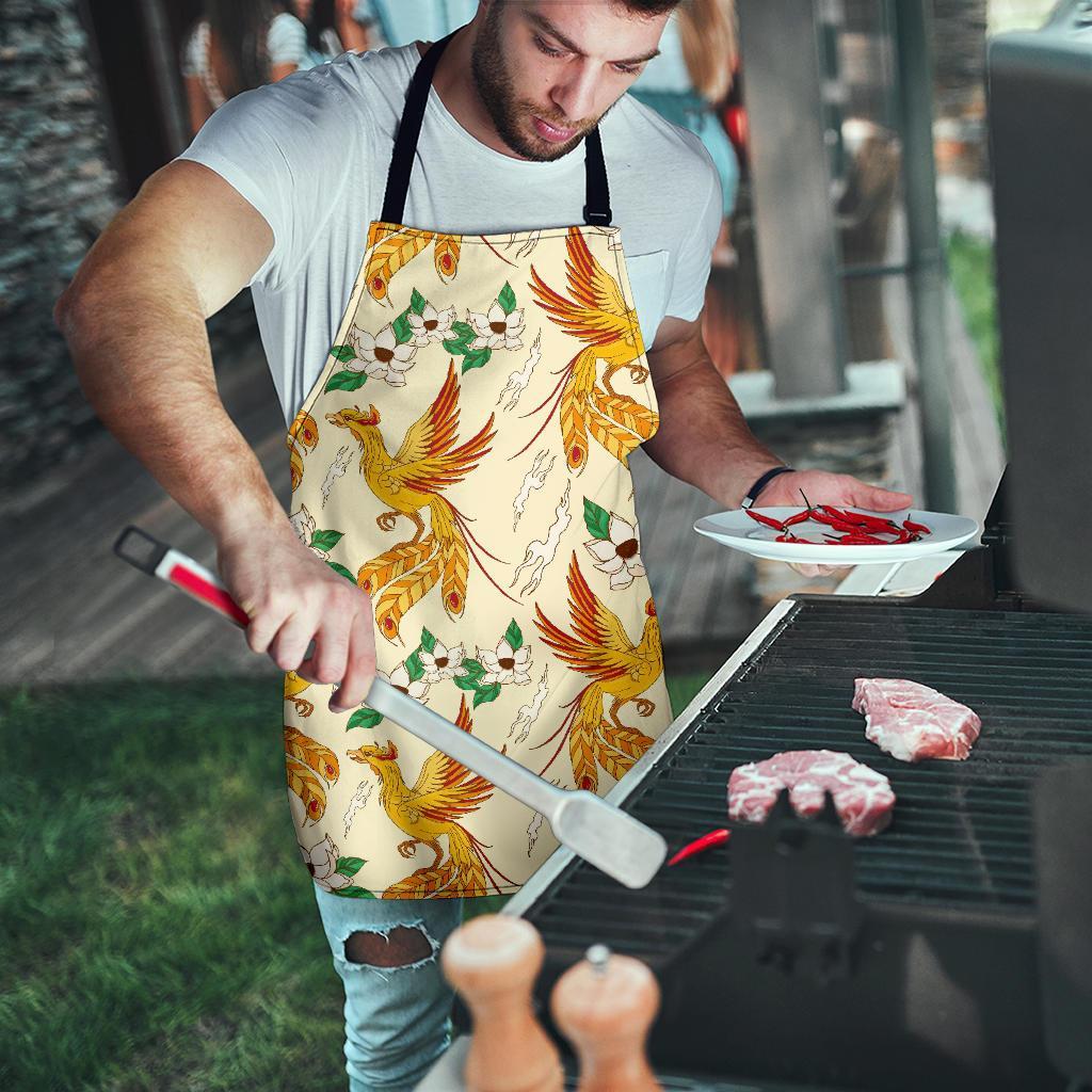 Phoenix Floral Pattern Print Men's Apron-grizzshop