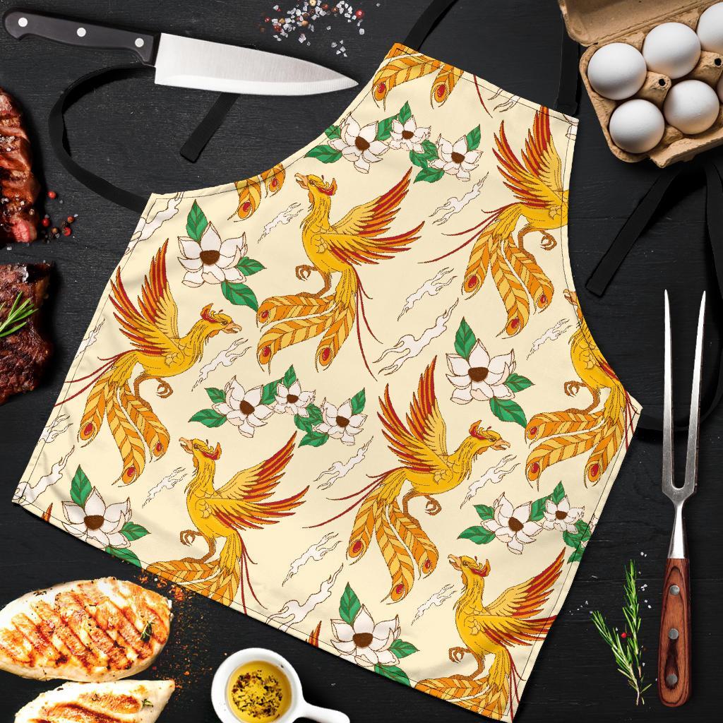 Phoenix Floral Pattern Print Men's Apron-grizzshop