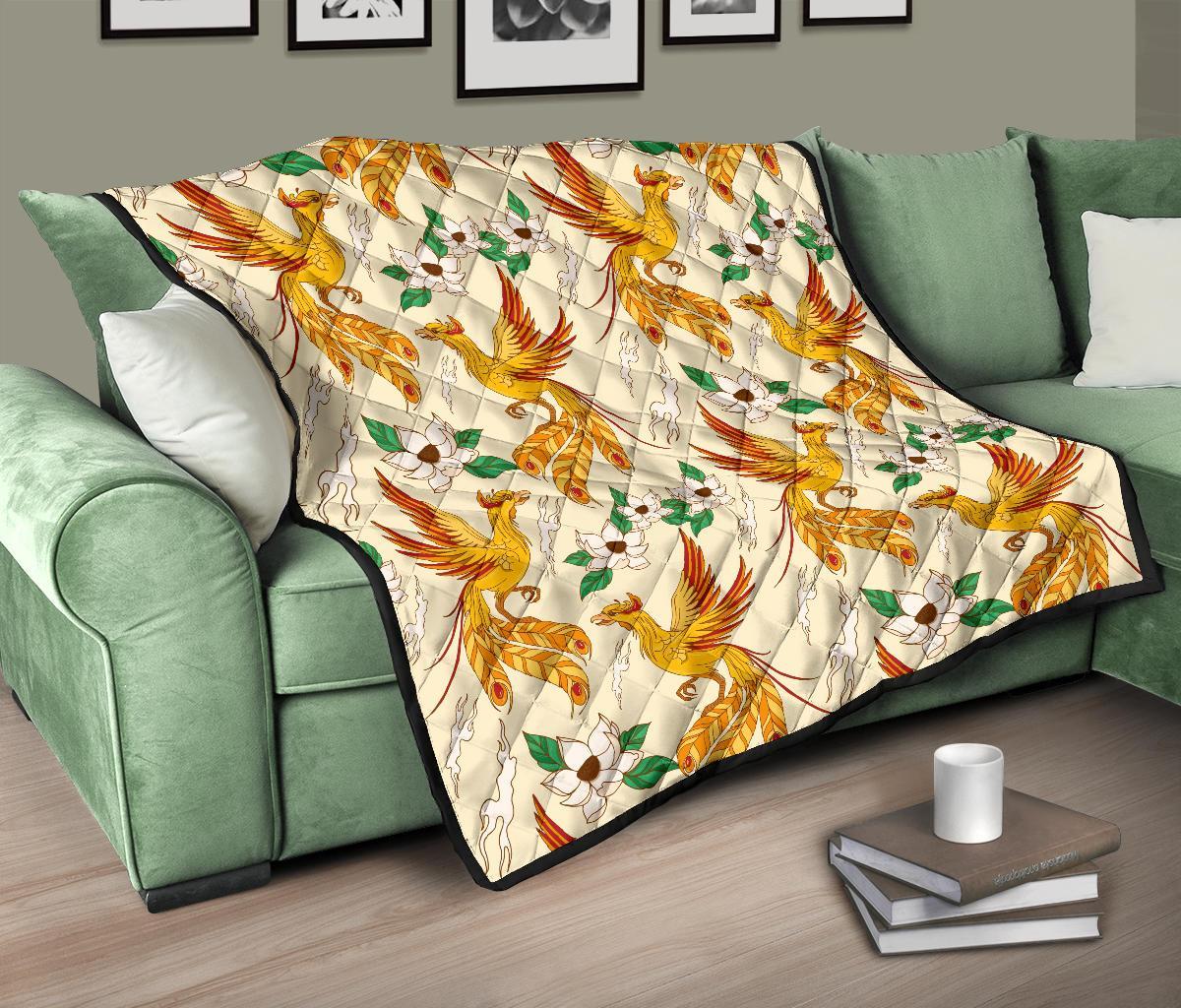 Phoenix Floral Pattern Print Quilt-grizzshop