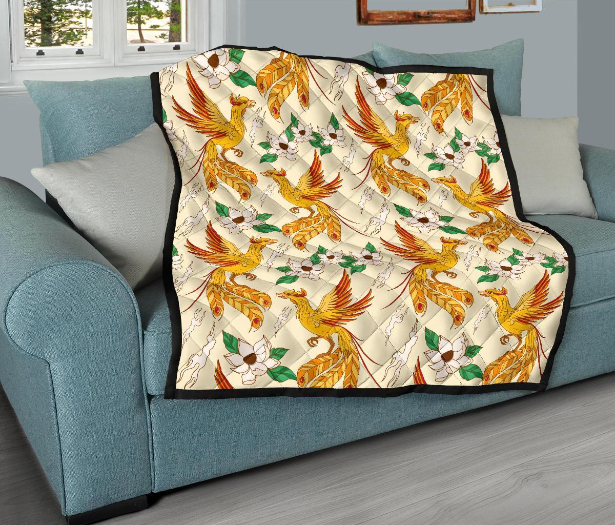 Phoenix Floral Pattern Print Quilt-grizzshop