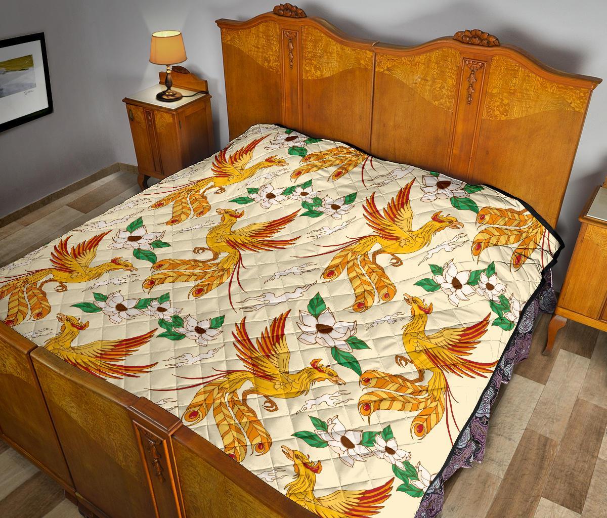 Phoenix Floral Pattern Print Quilt-grizzshop