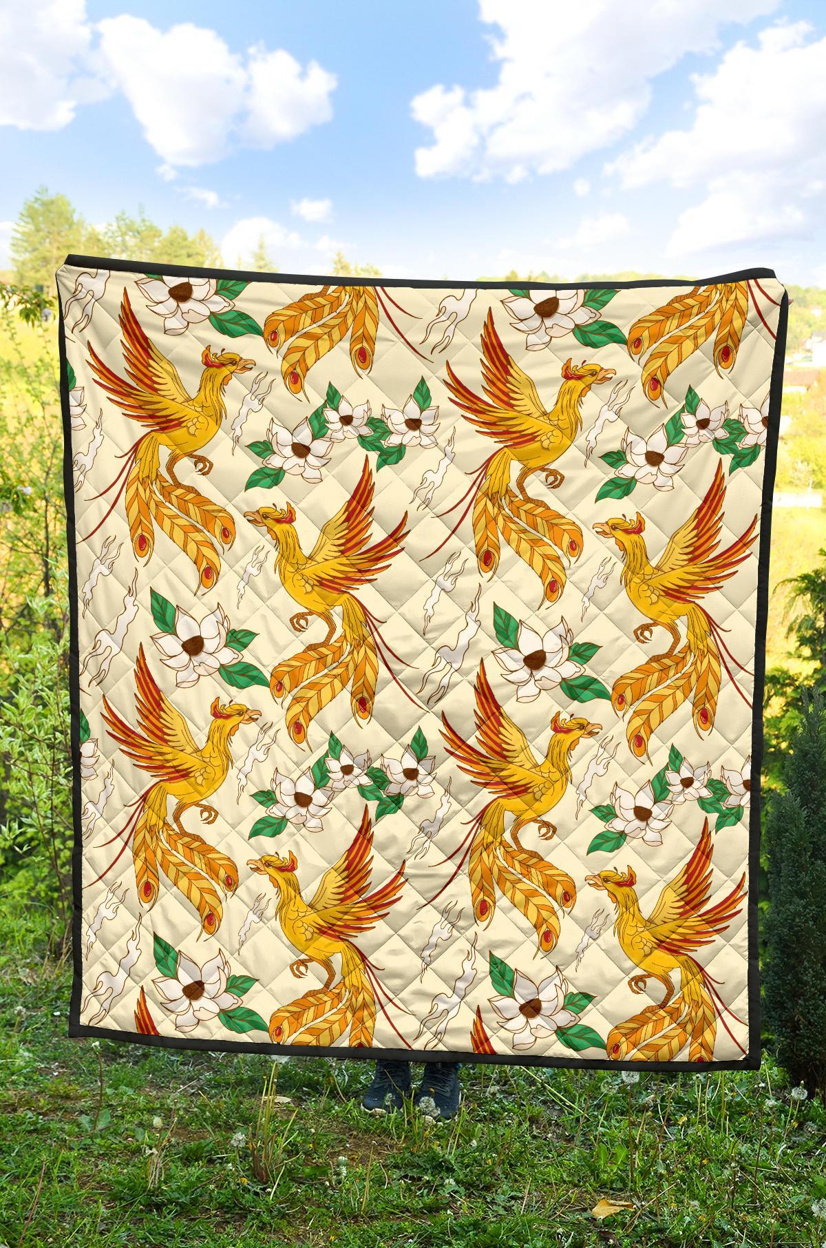 Phoenix Floral Pattern Print Quilt-grizzshop