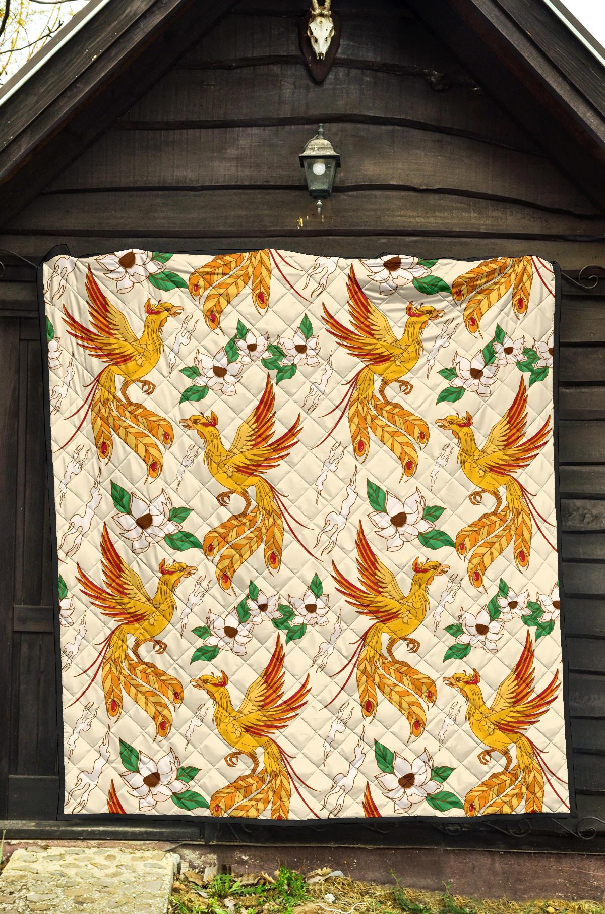 Phoenix Floral Pattern Print Quilt-grizzshop