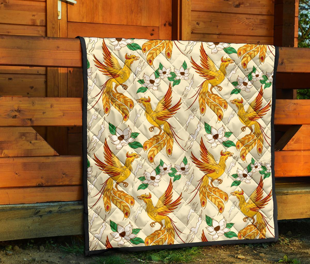 Phoenix Floral Pattern Print Quilt-grizzshop