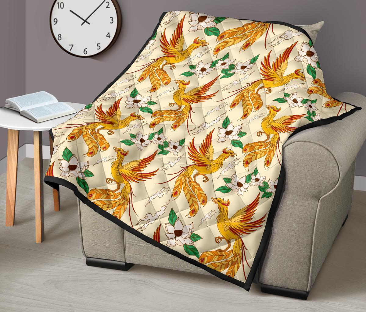 Phoenix Floral Pattern Print Quilt-grizzshop