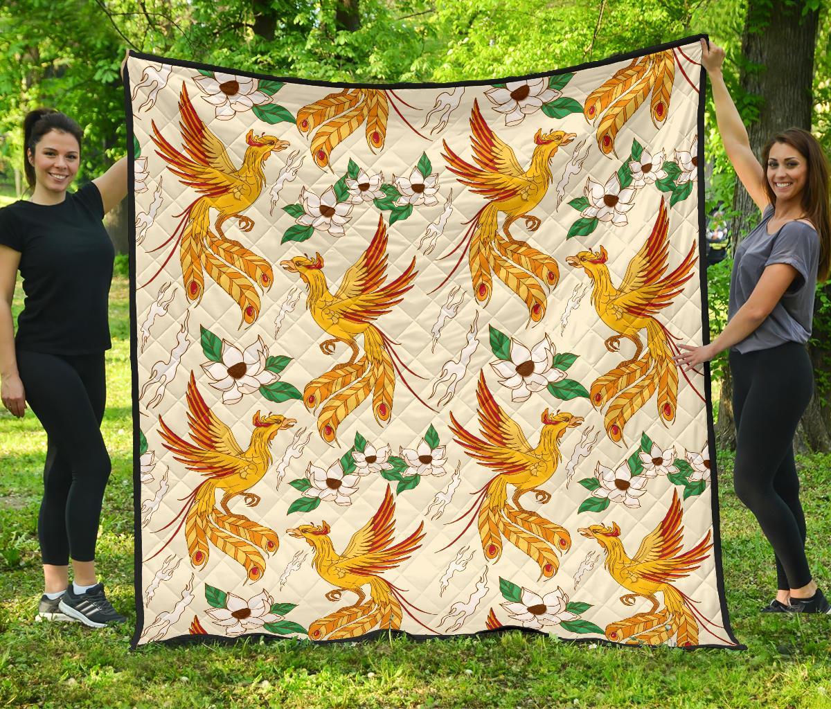 Phoenix Floral Pattern Print Quilt-grizzshop