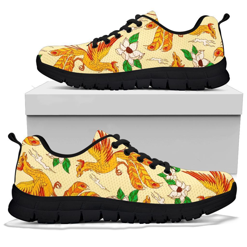 Phoenix Floral Pattern Print Sneaker Shoes For Men Women-grizzshop