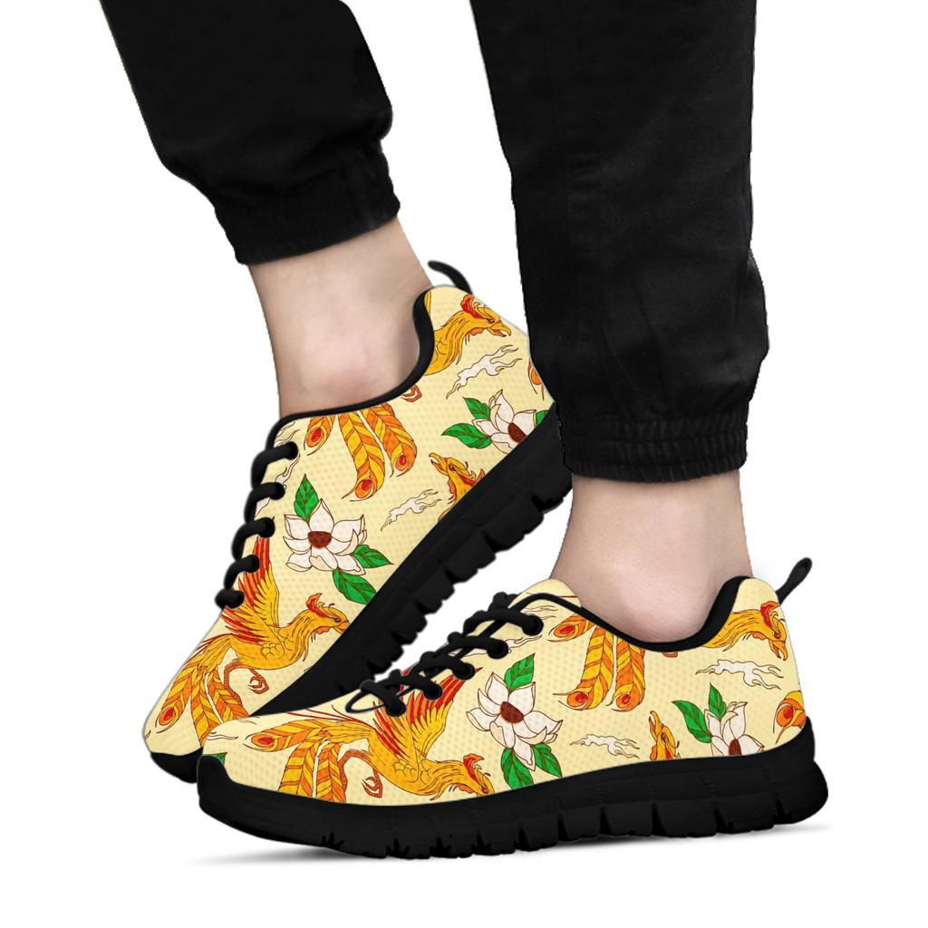 Phoenix Floral Pattern Print Sneaker Shoes For Men Women-grizzshop