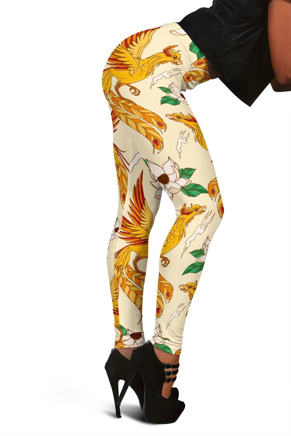 Phoenix Floral Pattern Print Women Leggings-grizzshop