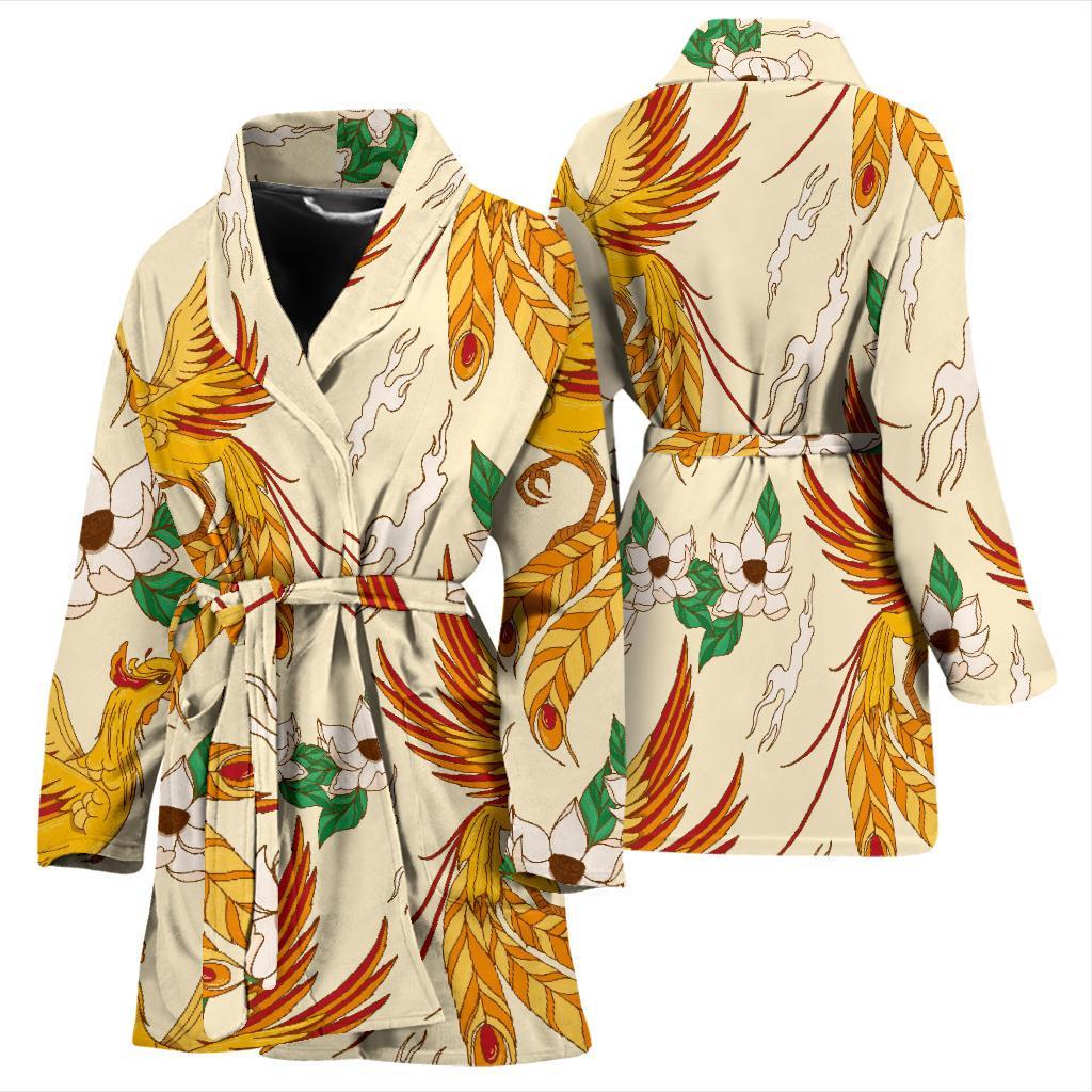 Phoenix Floral Pattern Print Women Long Robe-grizzshop