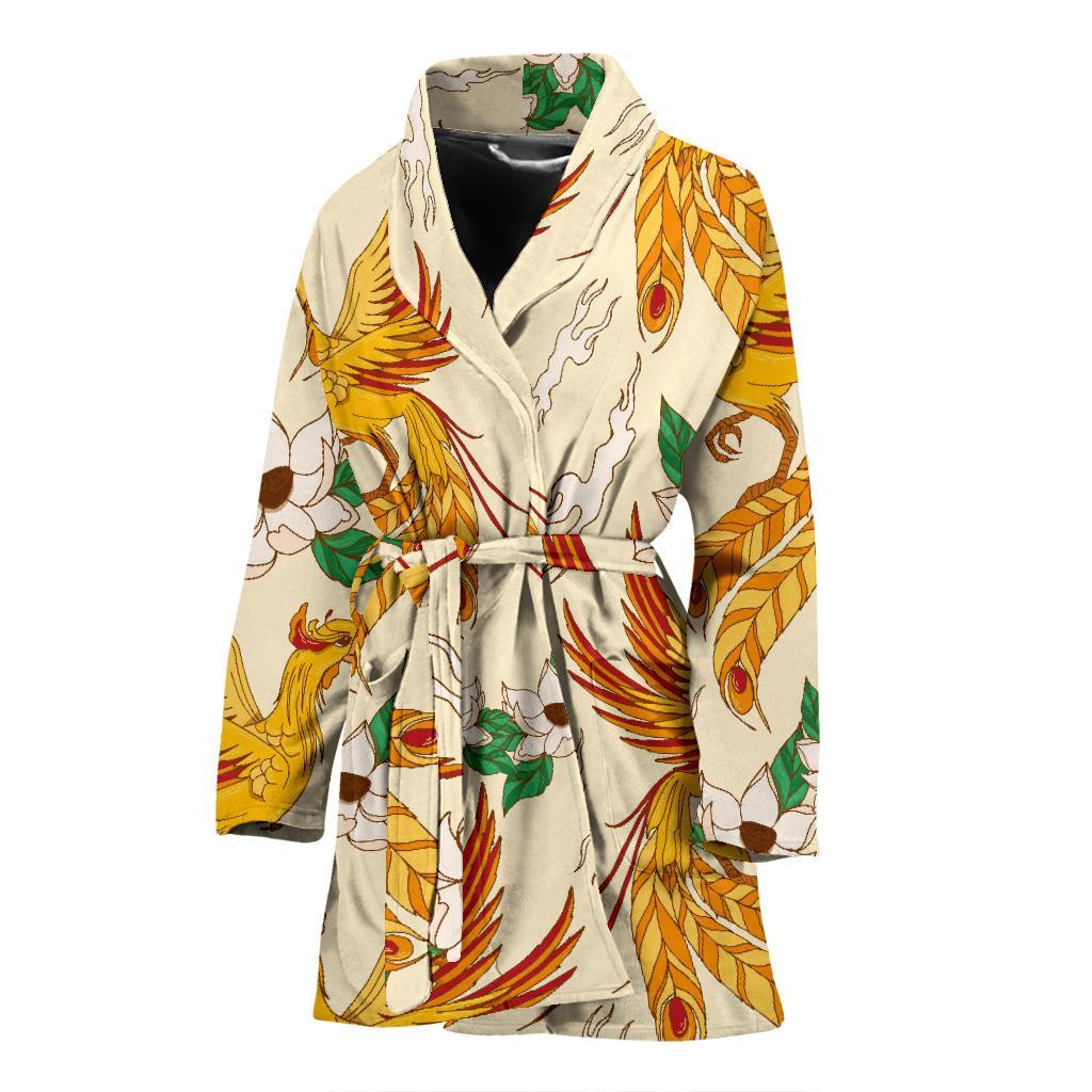 Phoenix Floral Pattern Print Women Long Robe-grizzshop