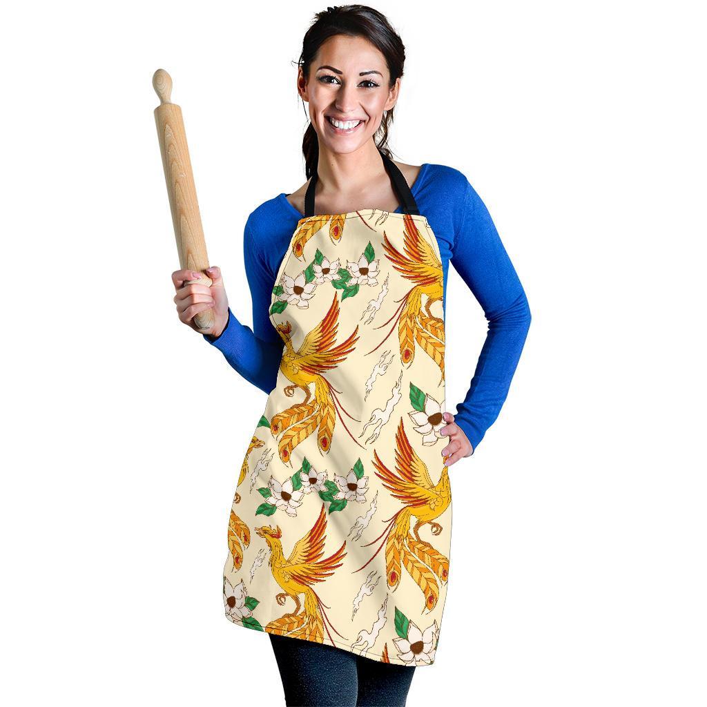 Phoenix Floral Pattern Print Women's Apron-grizzshop