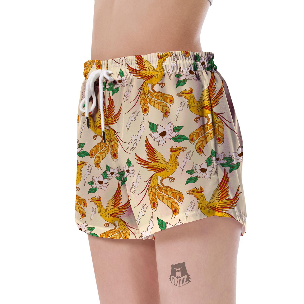 Phoenix Floral Pattern Print Women's Shorts-grizzshop