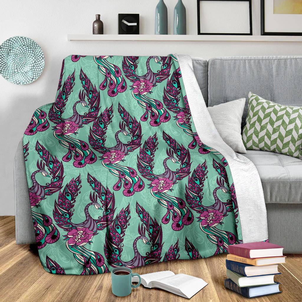 Phoenix Floral Print Pattern Blanket-grizzshop