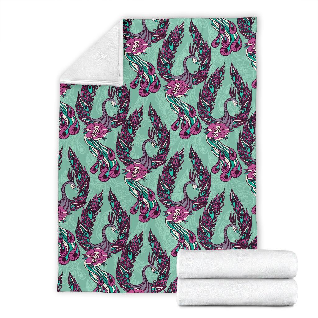 Phoenix Floral Print Pattern Blanket-grizzshop