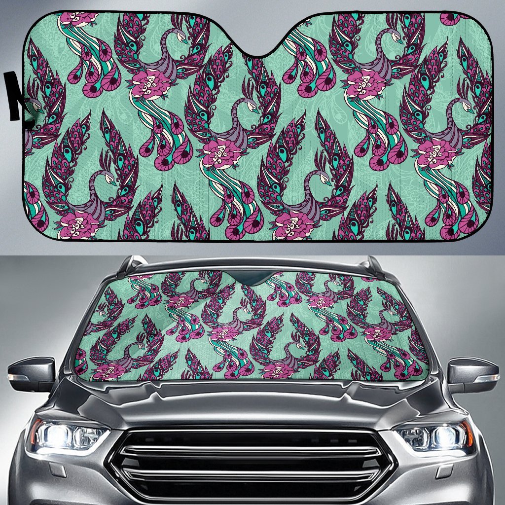 Phoenix Floral Print Pattern Car Sun Shade-grizzshop