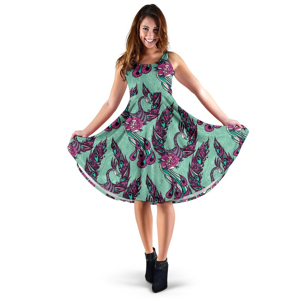 Phoenix Floral Print Pattern Dress-grizzshop