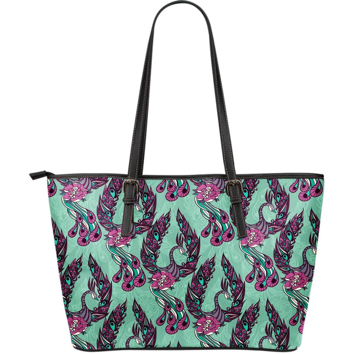 Phoenix Floral Print Pattern Leather Tote Bag-grizzshop