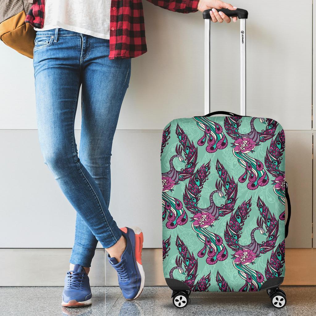 Phoenix Floral Print Pattern Luggage Cover Protector-grizzshop