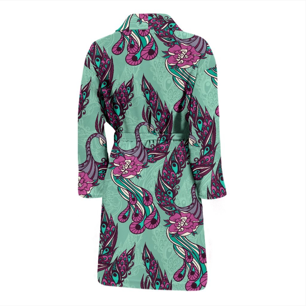 Phoenix Floral Print Pattern Men Long Robe-grizzshop