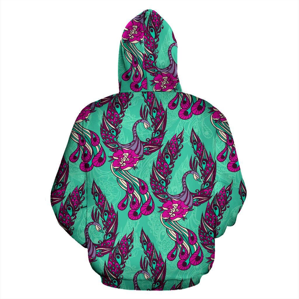 Phoenix Floral Print Pattern Men Women Pullover Hoodie-grizzshop