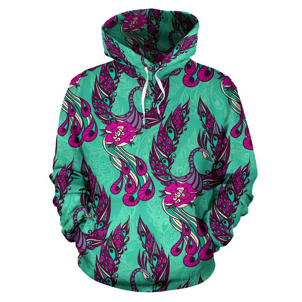 Phoenix Floral Print Pattern Men Women Pullover Hoodie-grizzshop