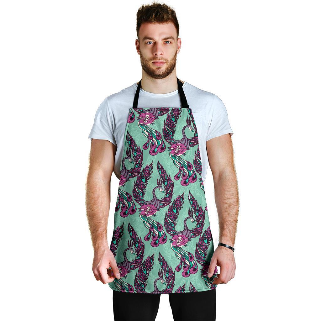 Phoenix Floral Print Pattern Men's Apron-grizzshop