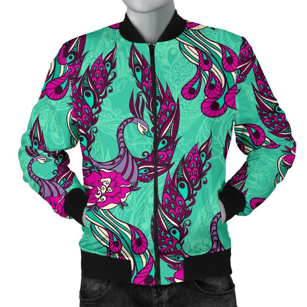 Phoenix Floral Print Pattern Men's Bomber Jacket-grizzshop