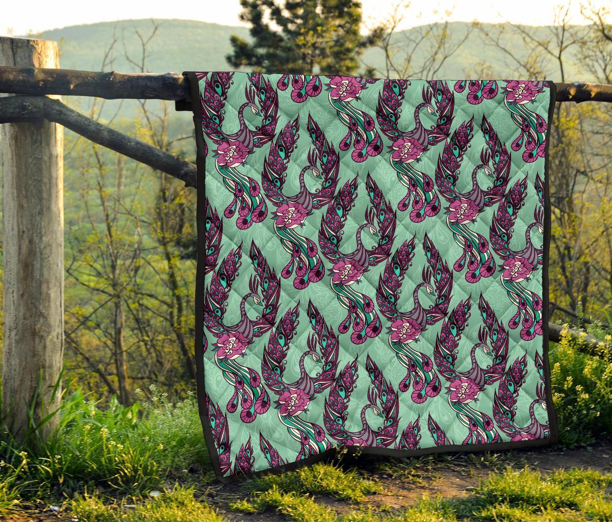 Phoenix Floral Print Pattern Quilt-grizzshop