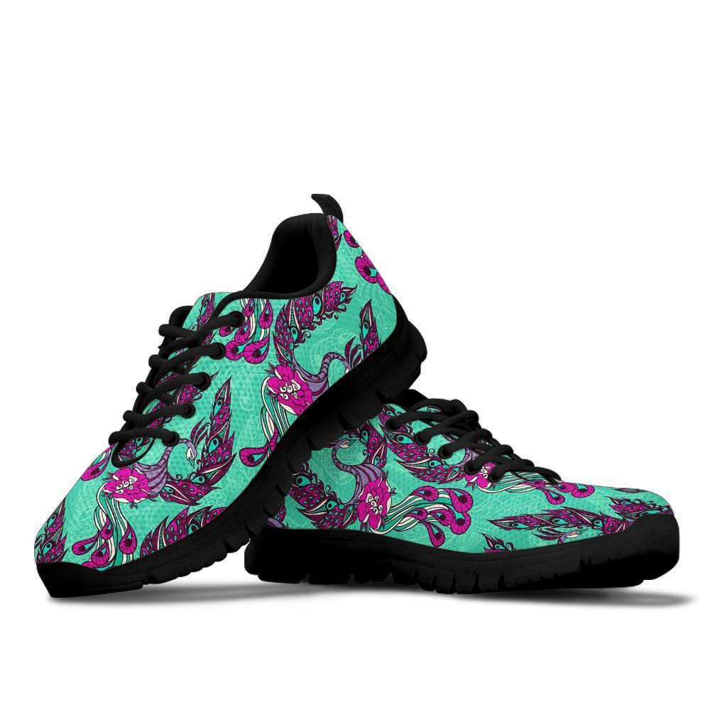 Phoenix Floral Print Pattern Sneaker Shoes For Men Women-grizzshop