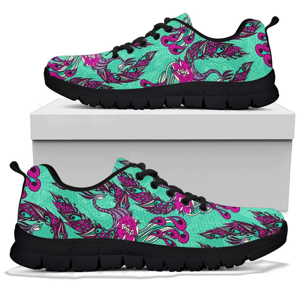 Phoenix Floral Print Pattern Sneaker Shoes For Men Women-grizzshop