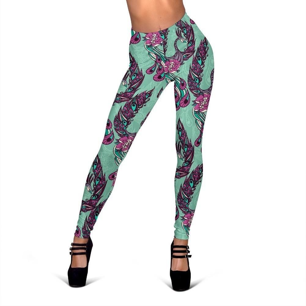 Phoenix Floral Print Pattern Women Leggings-grizzshop