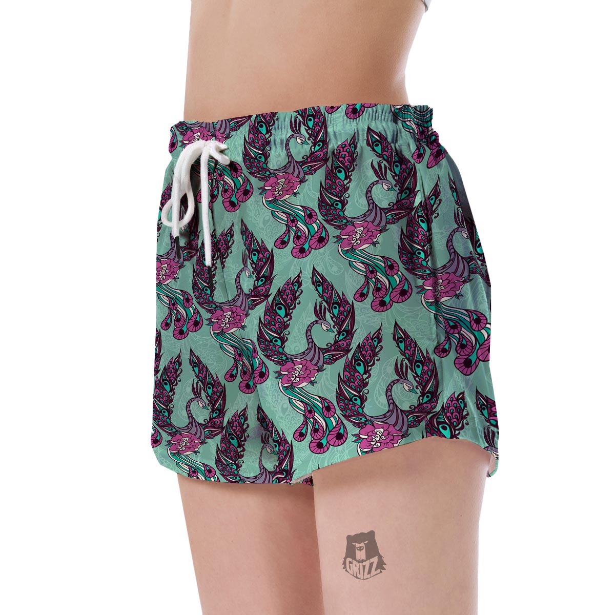 Phoenix Floral Print Pattern Women's Shorts-grizzshop
