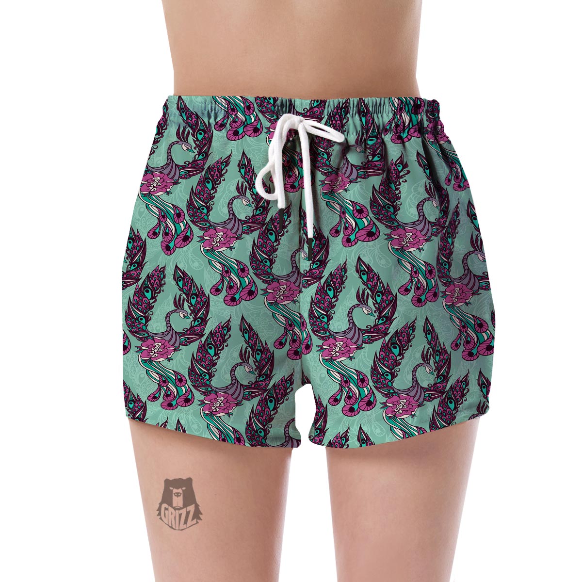Phoenix Floral Print Pattern Women's Shorts-grizzshop