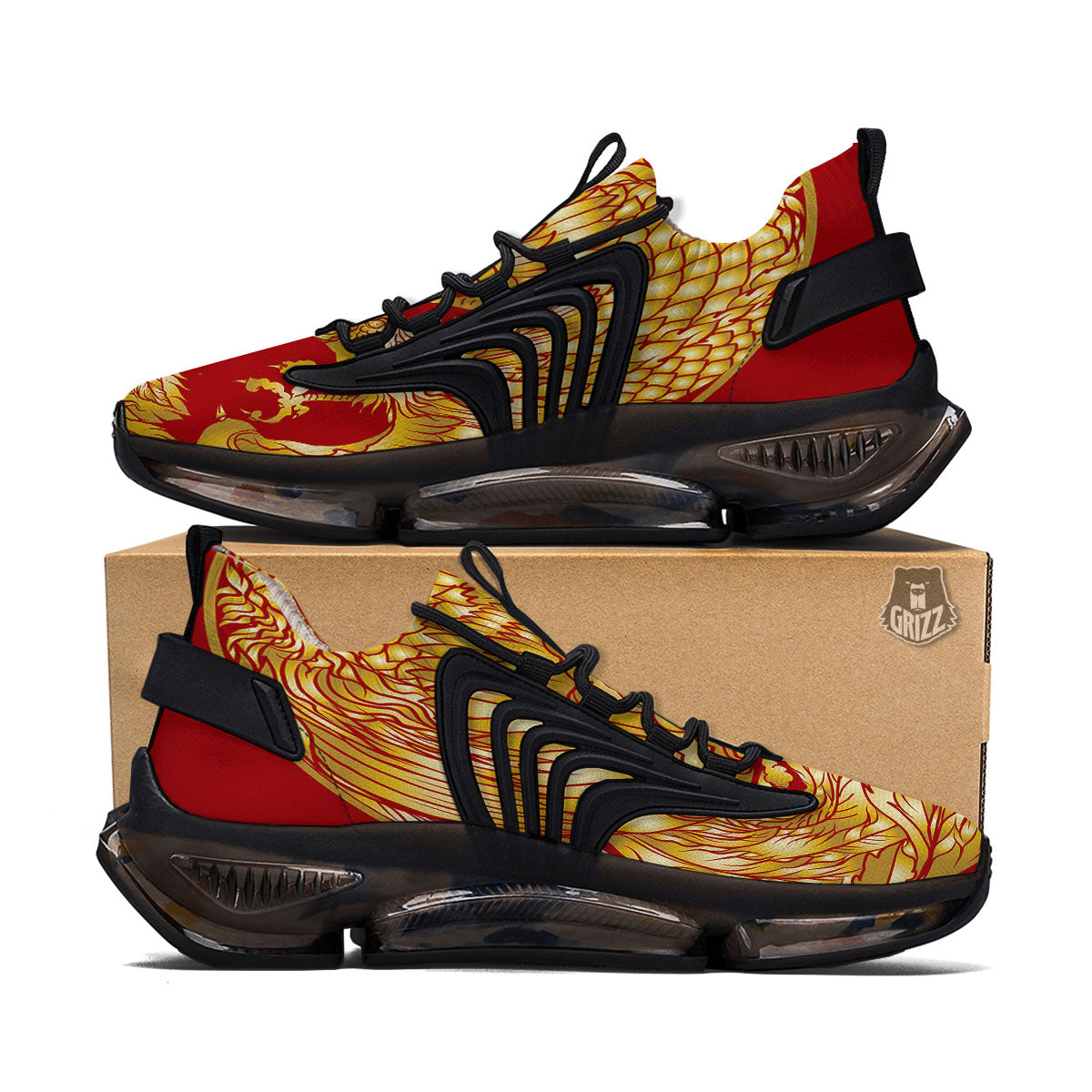 Phoenix Japanese Print Black Gym Shoes-grizzshop