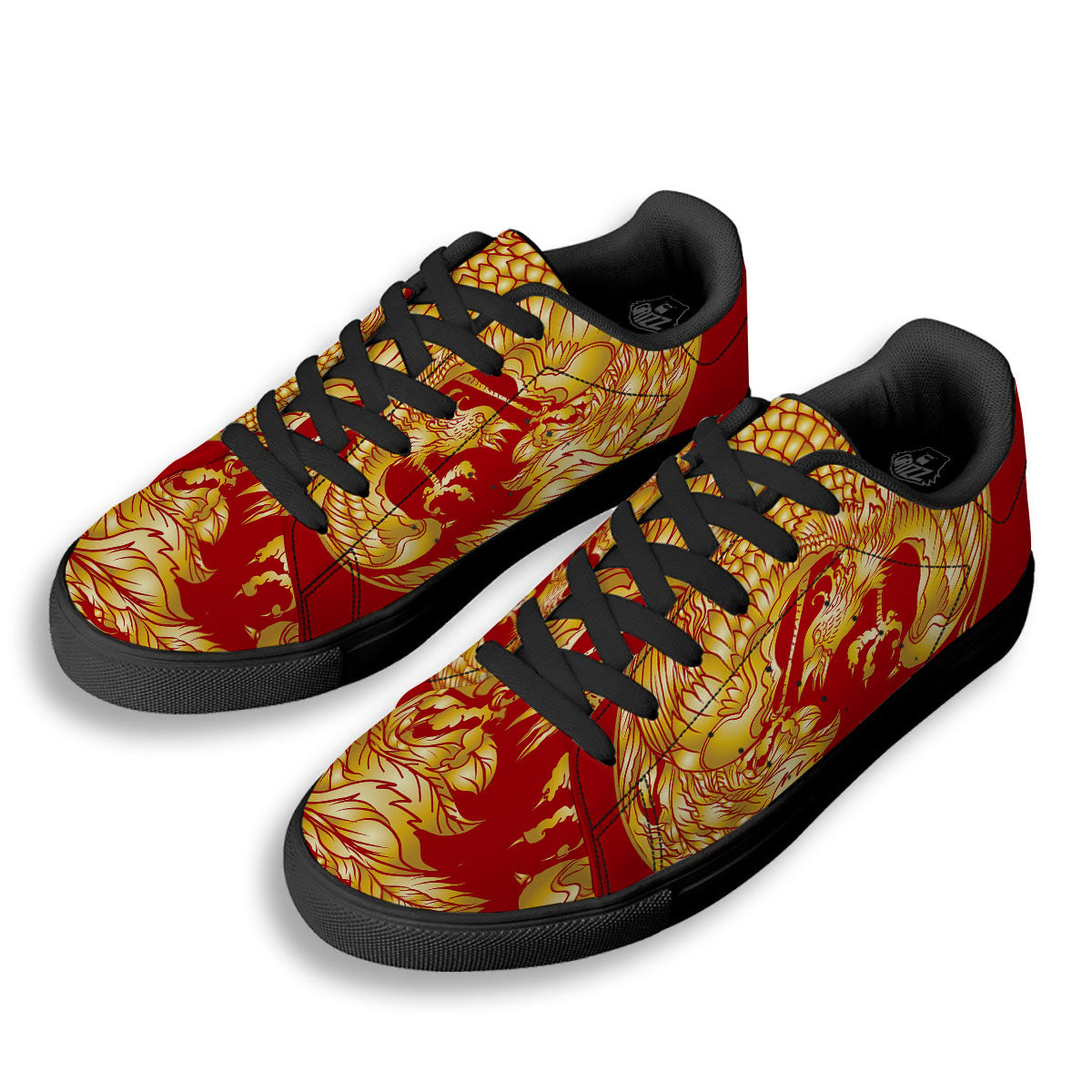 Phoenix Japanese Print Black Low Top Sneakers-grizzshop