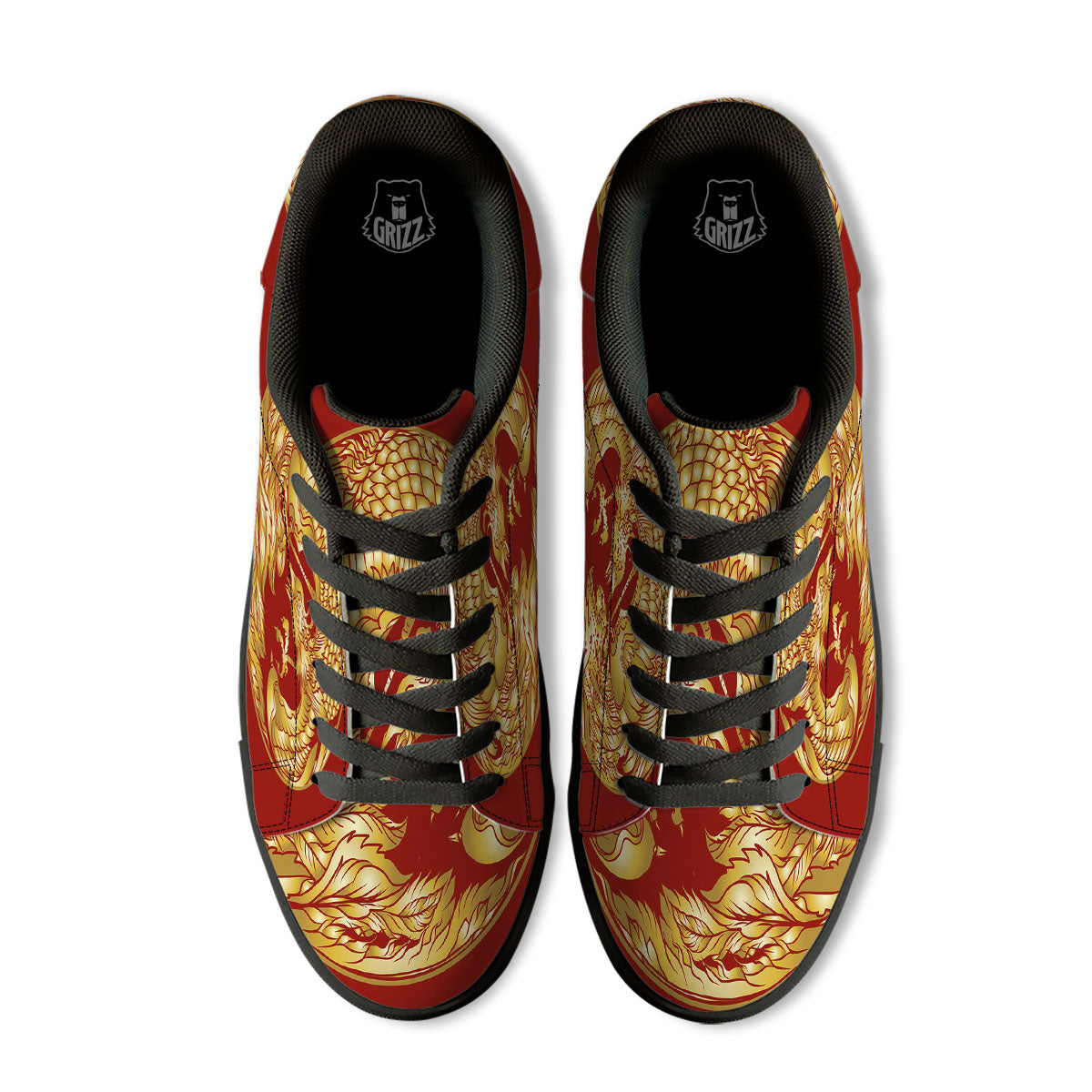 Phoenix Japanese Print Black Low Top Sneakers-grizzshop