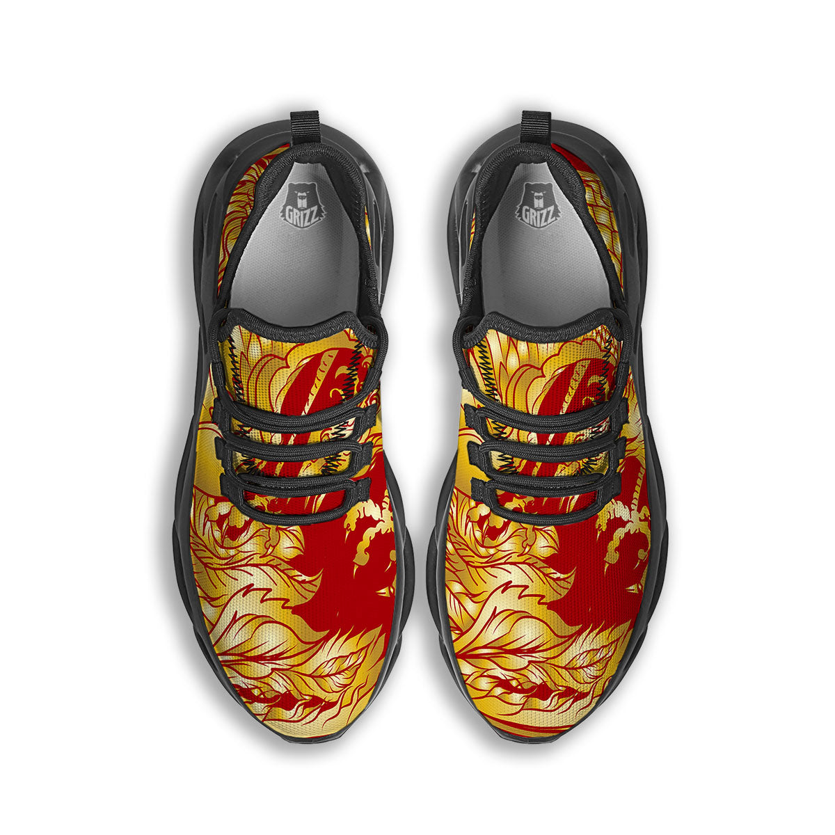Phoenix Japanese Print Black Running Shoes-grizzshop