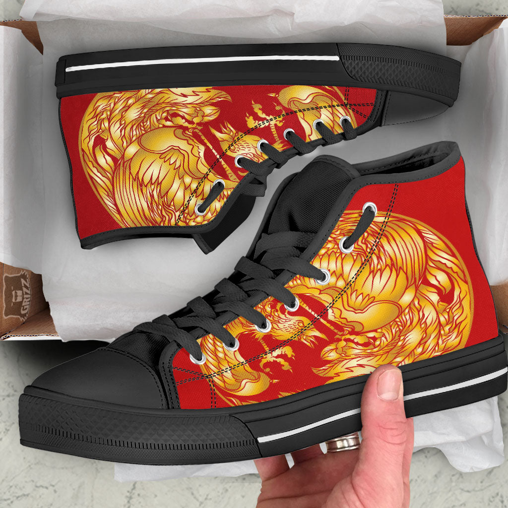 Phoenix Japanese Print High Top Shoes-grizzshop