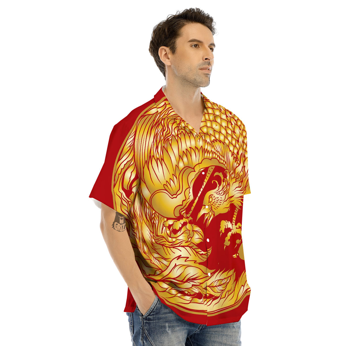 Phoenix Japanese Print Men's Hawaiian Shirt-grizzshop