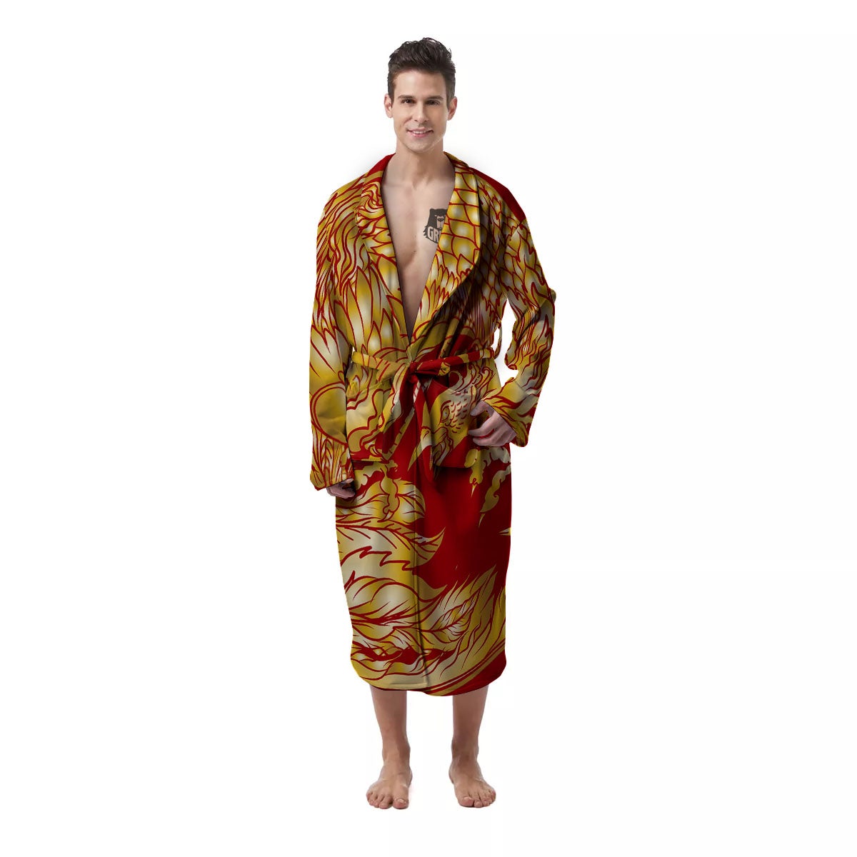 Phoenix Japanese Print Men's Robe-grizzshop