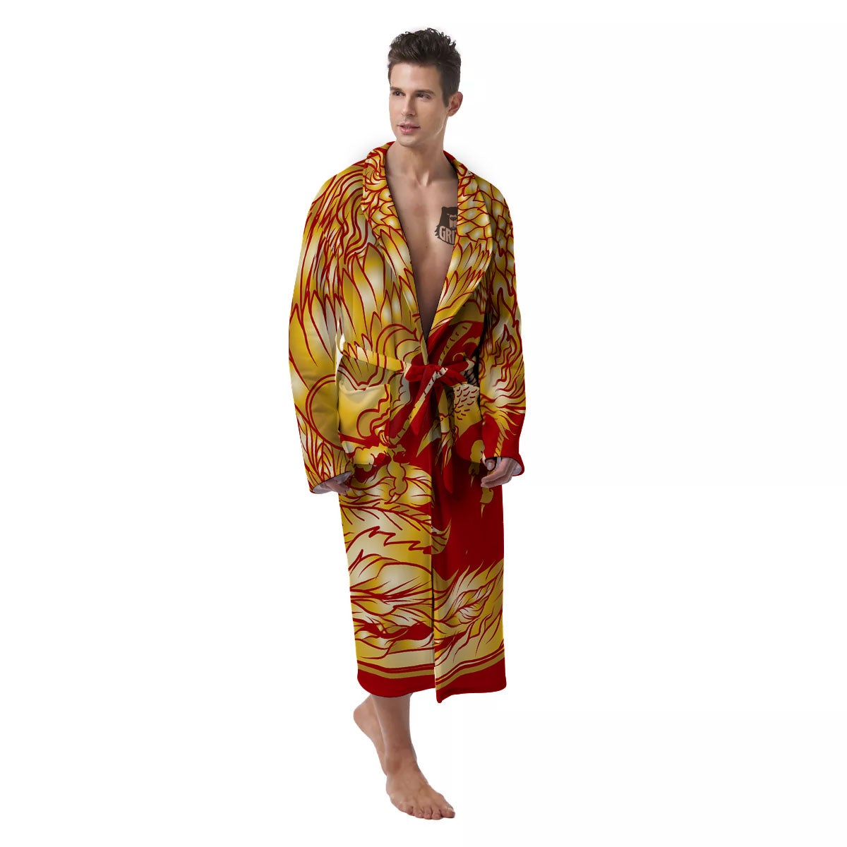 Phoenix Japanese Print Men's Robe-grizzshop