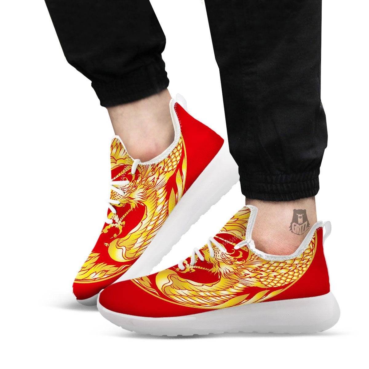 Phoenix Japanese Print White Athletic Shoes-grizzshop