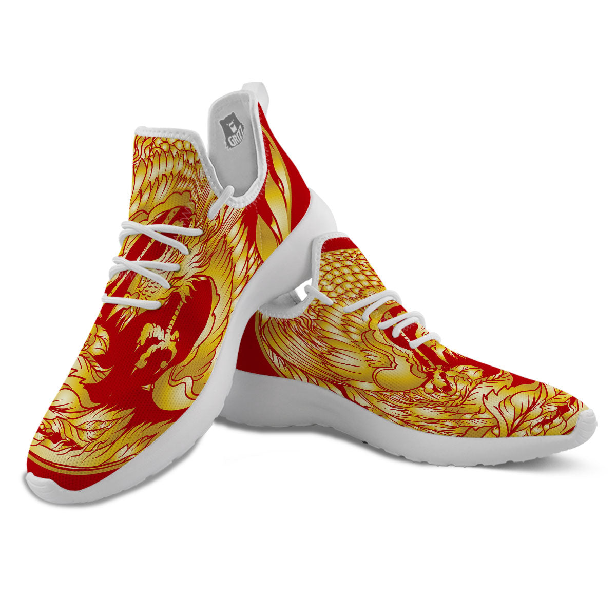 Phoenix Japanese Print White Athletic Shoes-grizzshop