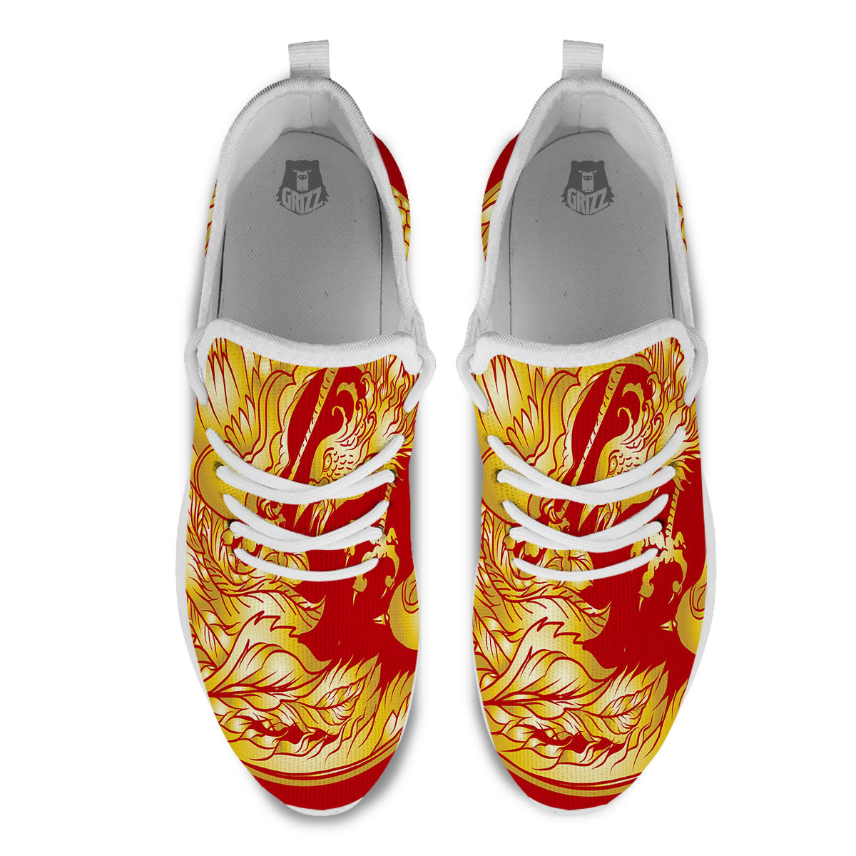 Phoenix Japanese Print White Athletic Shoes-grizzshop